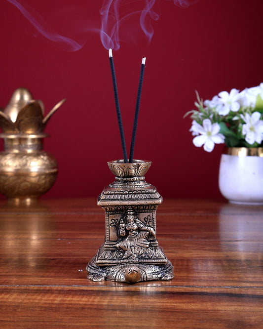 Brass Agarbatti Stand – Tulsi Kyara Design 3.8 inch - Budhshiv.com