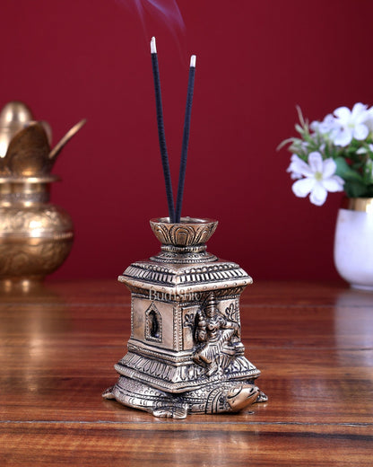 Brass Agarbatti Stand – Tulsi Kyara Design 3.8 inch - Budhshiv.com