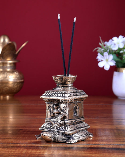 Brass Agarbatti Stand – Tulsi Kyara Design 3.8 inch - Budhshiv.com