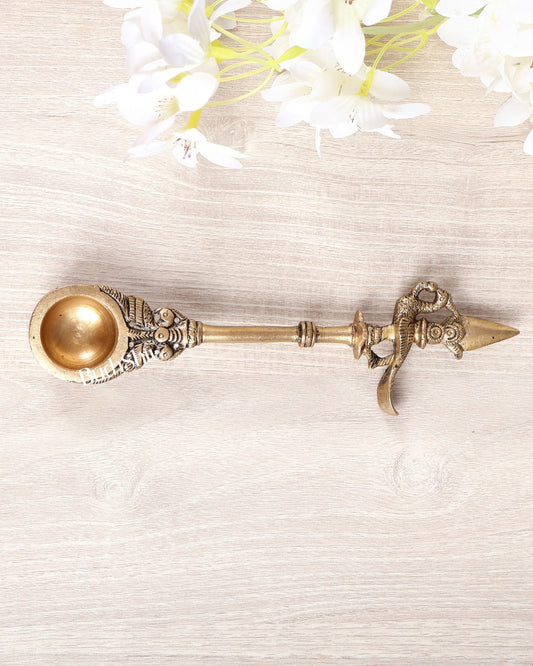 Brass Annam Design Hawan Ghee Sruva Spoon – Yagya Pooja Offering Ladle (7.5 Inches) - Budhshiv.com
