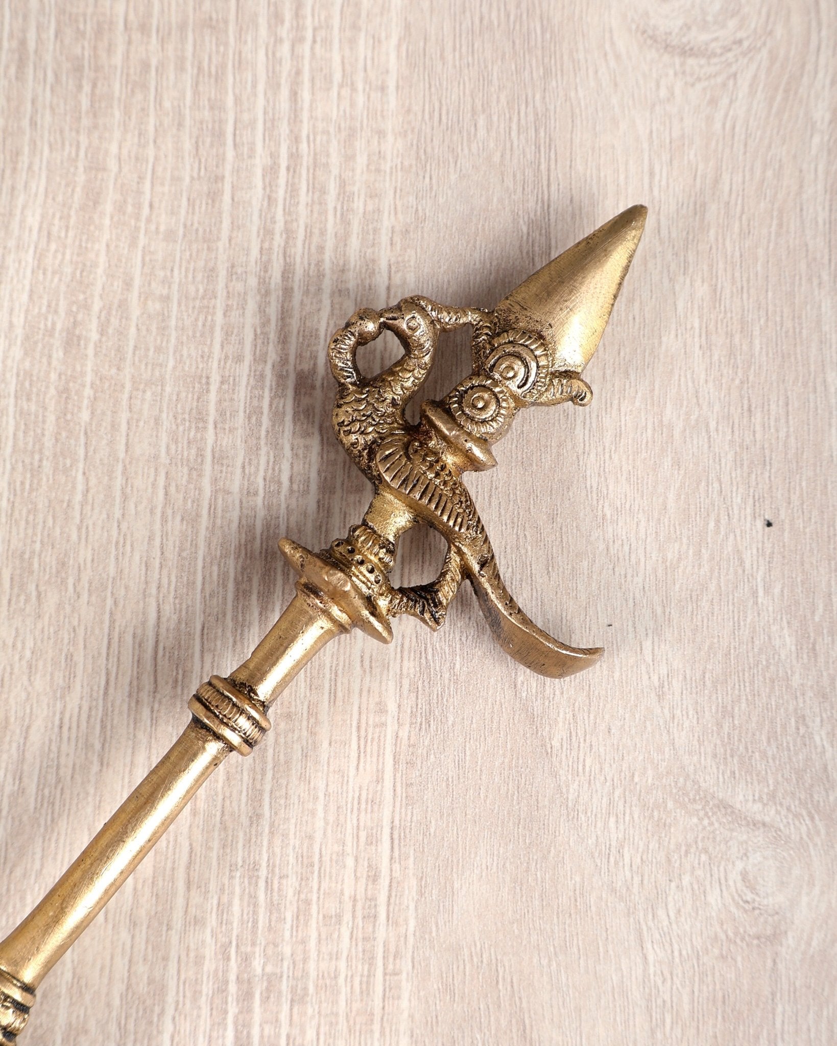 Brass Annam Design Hawan Ghee Sruva Spoon – Yagya Pooja Offering Ladle (7.5 Inches) - Budhshiv.com