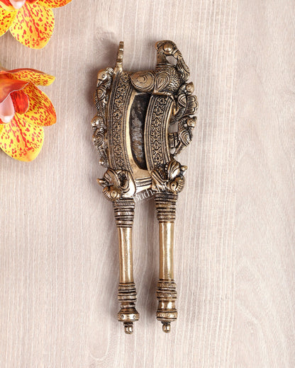Brass Annam Pakshi Nut Cutter with Peacock Motifs – Traditional Collectible Craft Piece (7.6 Inches) - Budhshiv.com