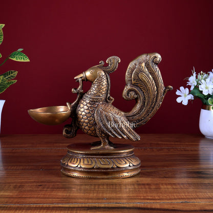 Brass Annam Pakshi Oil Lamp Diya | Traditional Peacock Deepam - Budhshiv.com