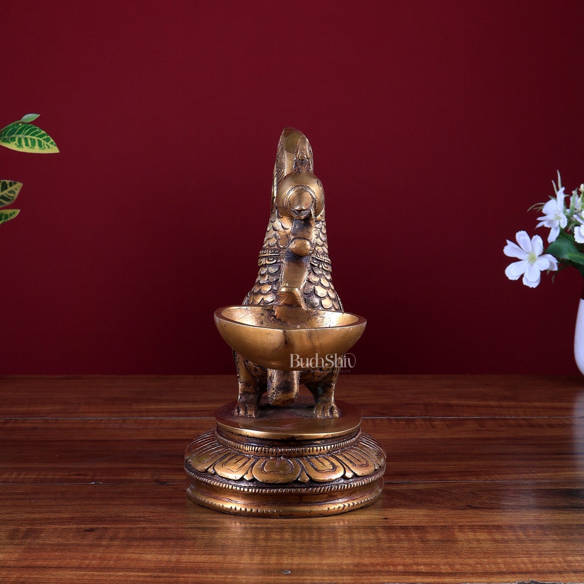 Brass Annam Pakshi Oil Lamp Diya | Traditional Peacock Deepam - Budhshiv.com