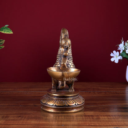 Brass Annam Pakshi Oil Lamp Diya | Traditional Peacock Deepam - Budhshiv.com