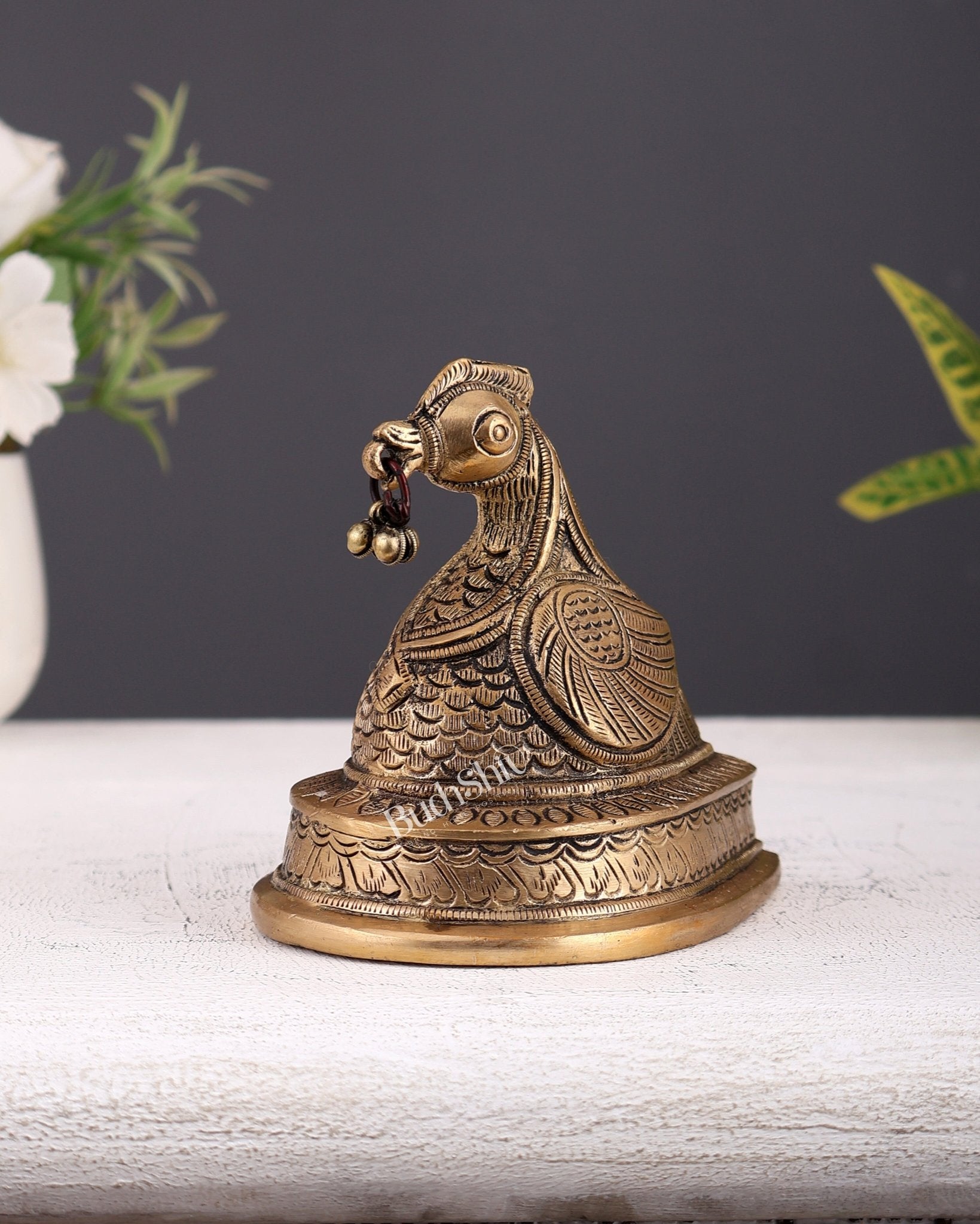 Brass Annam Pakshi Paper Weight – Decorative Study Table Gift Décor 4.25 Inch - Budhshiv.com