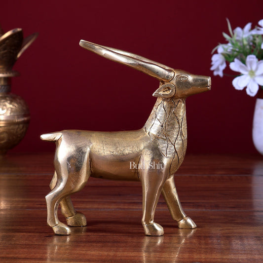 Brass Antelope (Deer with Horns) Showpiece – Vastu - Approved Decorative Artefact - Budhshiv.com