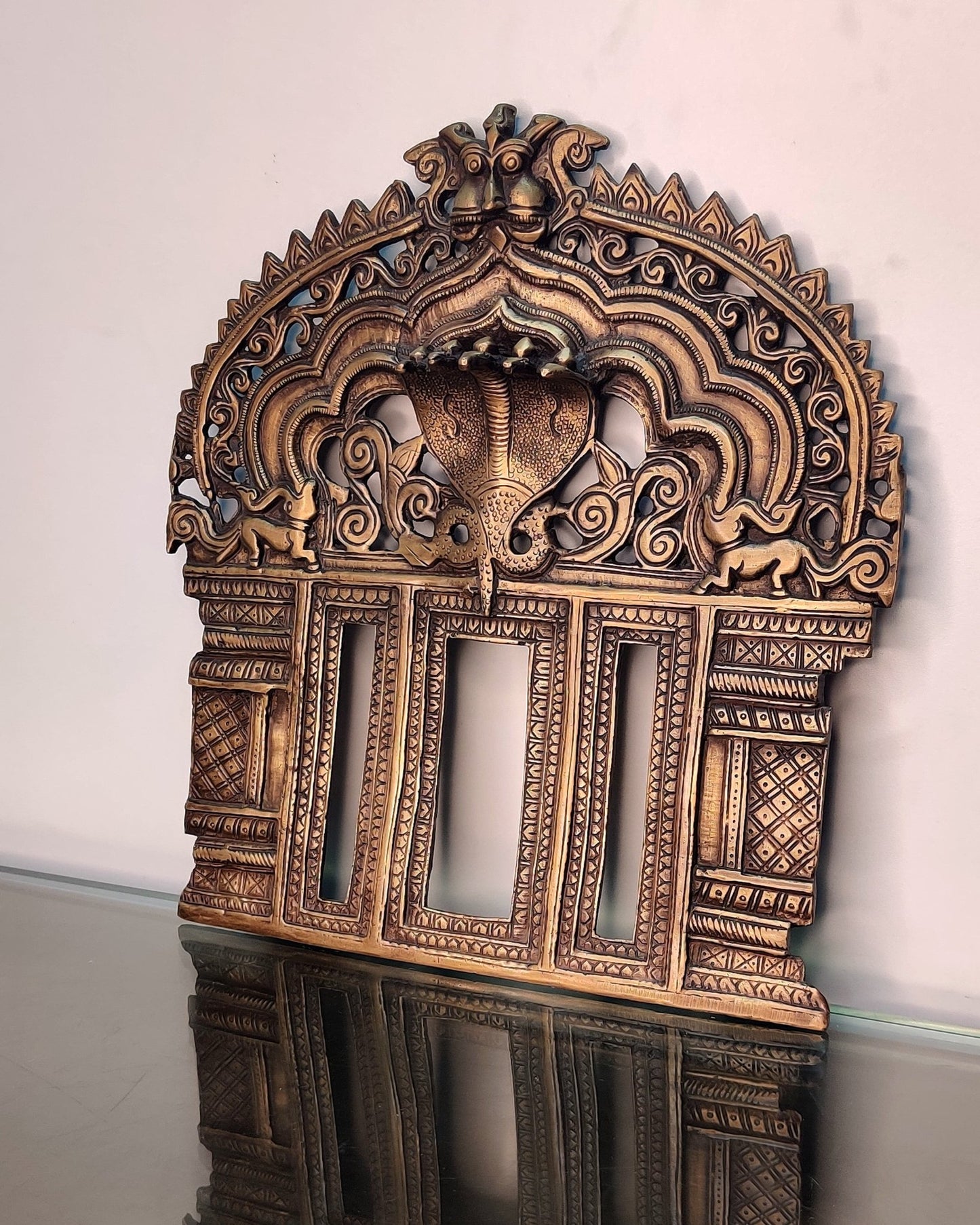 Brass Antique Handcrafted Prabhavali 10.5" x 9.5" - Budhshiv.com