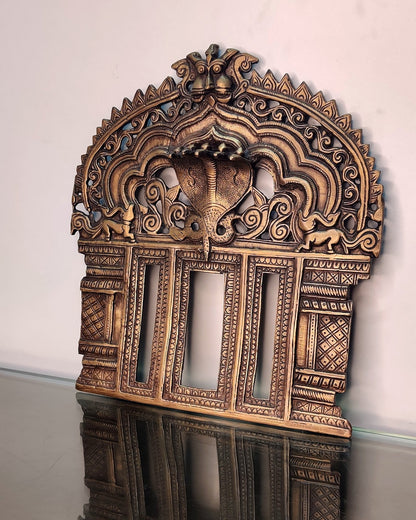 Brass Antique Handcrafted Prabhavali 10.5" x 9.5" - Budhshiv.com