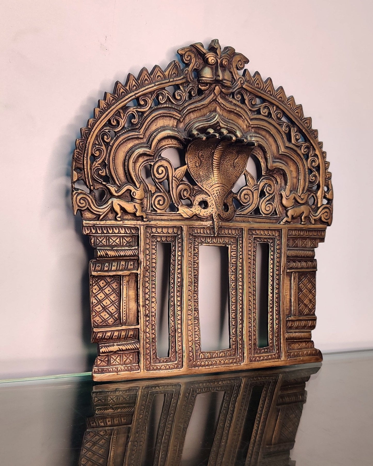 Brass Antique Handcrafted Prabhavali 10.5" x 9.5" - Budhshiv.com