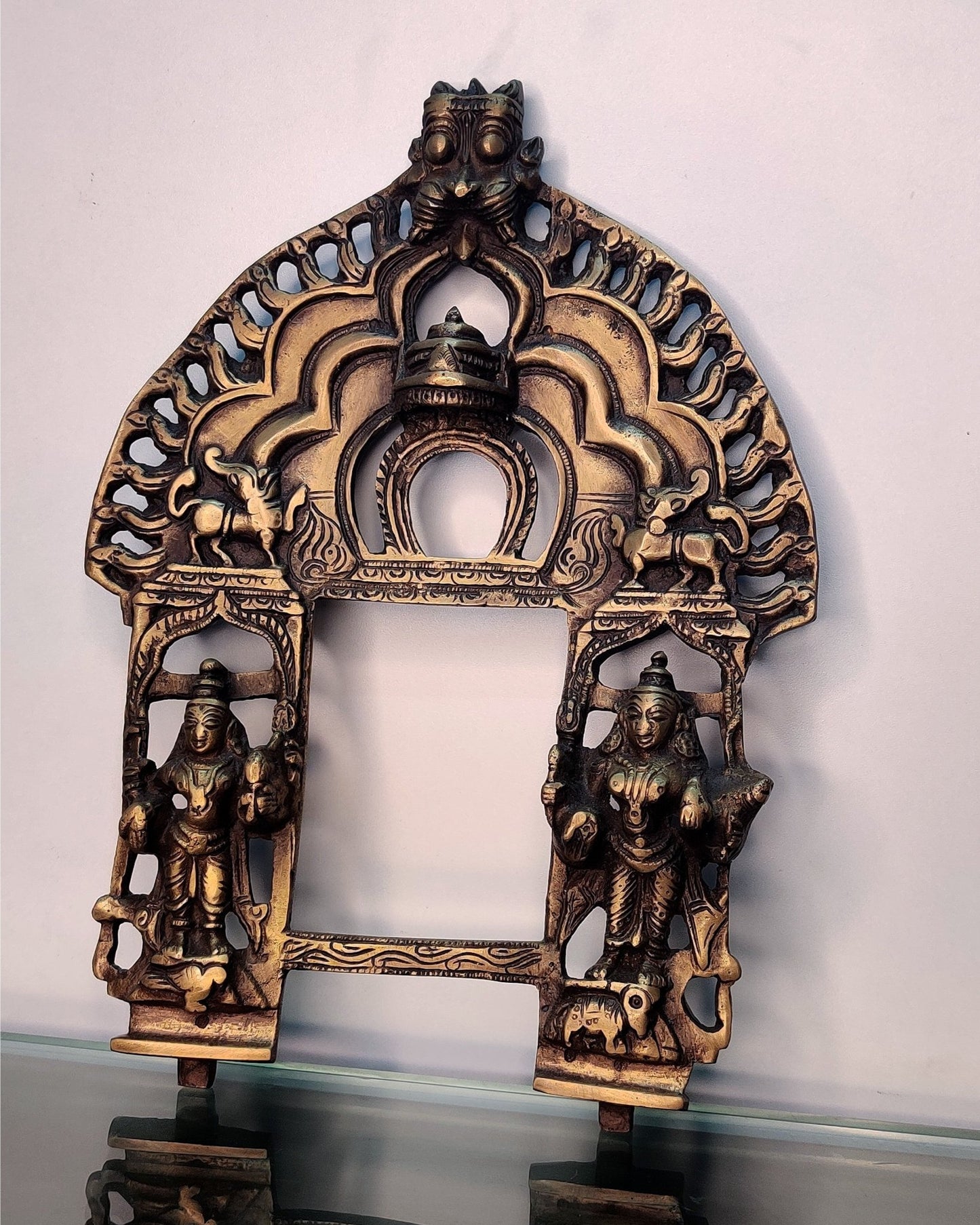Brass Antique Handcrafted Prabhavali 11" x 8" - Budhshiv.com
