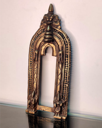 Brass Antique Handcrafted Prabhavali 12.5" x 5.5" - Budhshiv.com