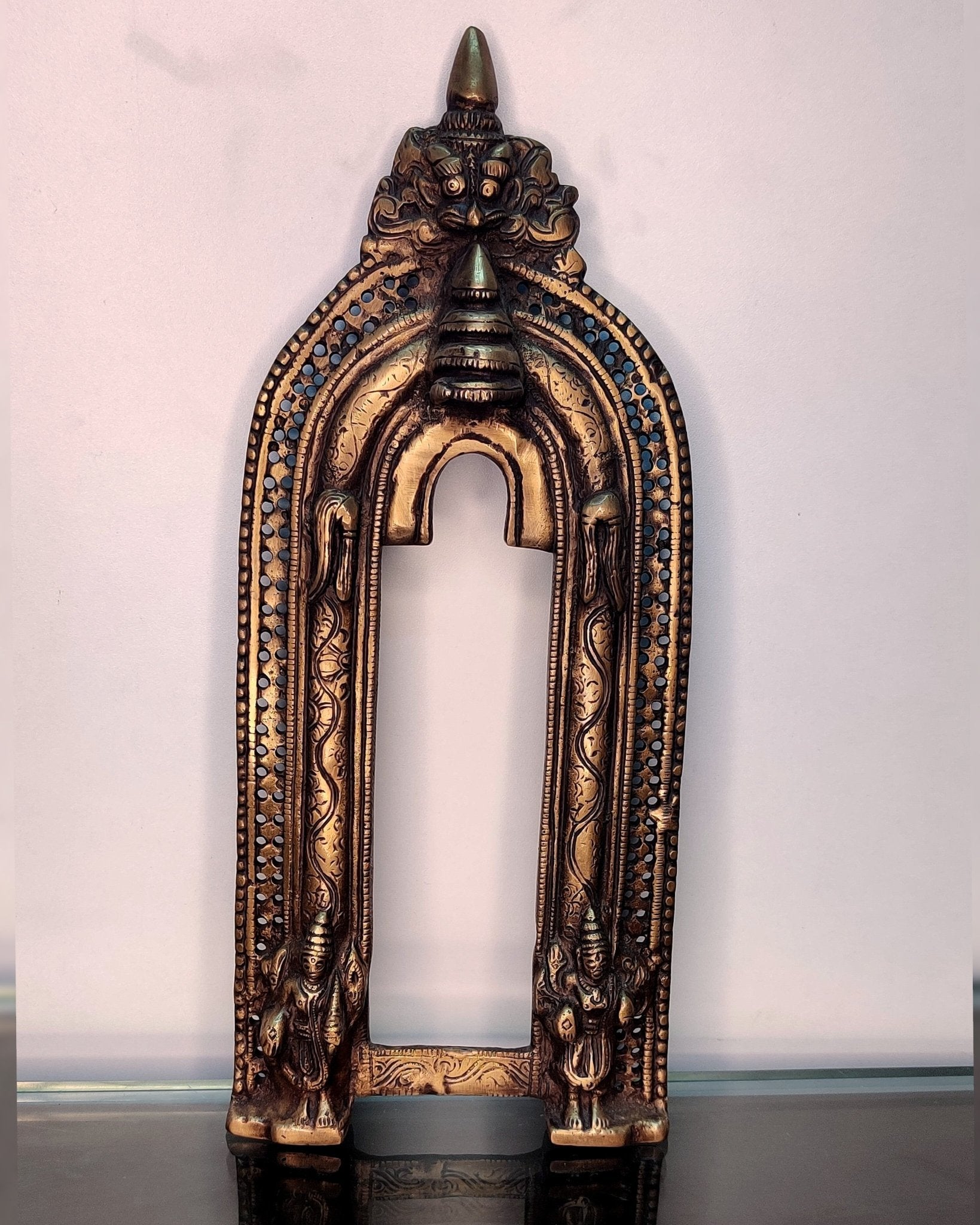 Brass Antique Handcrafted Prabhavali 12.5" x 5.5" - Budhshiv.com