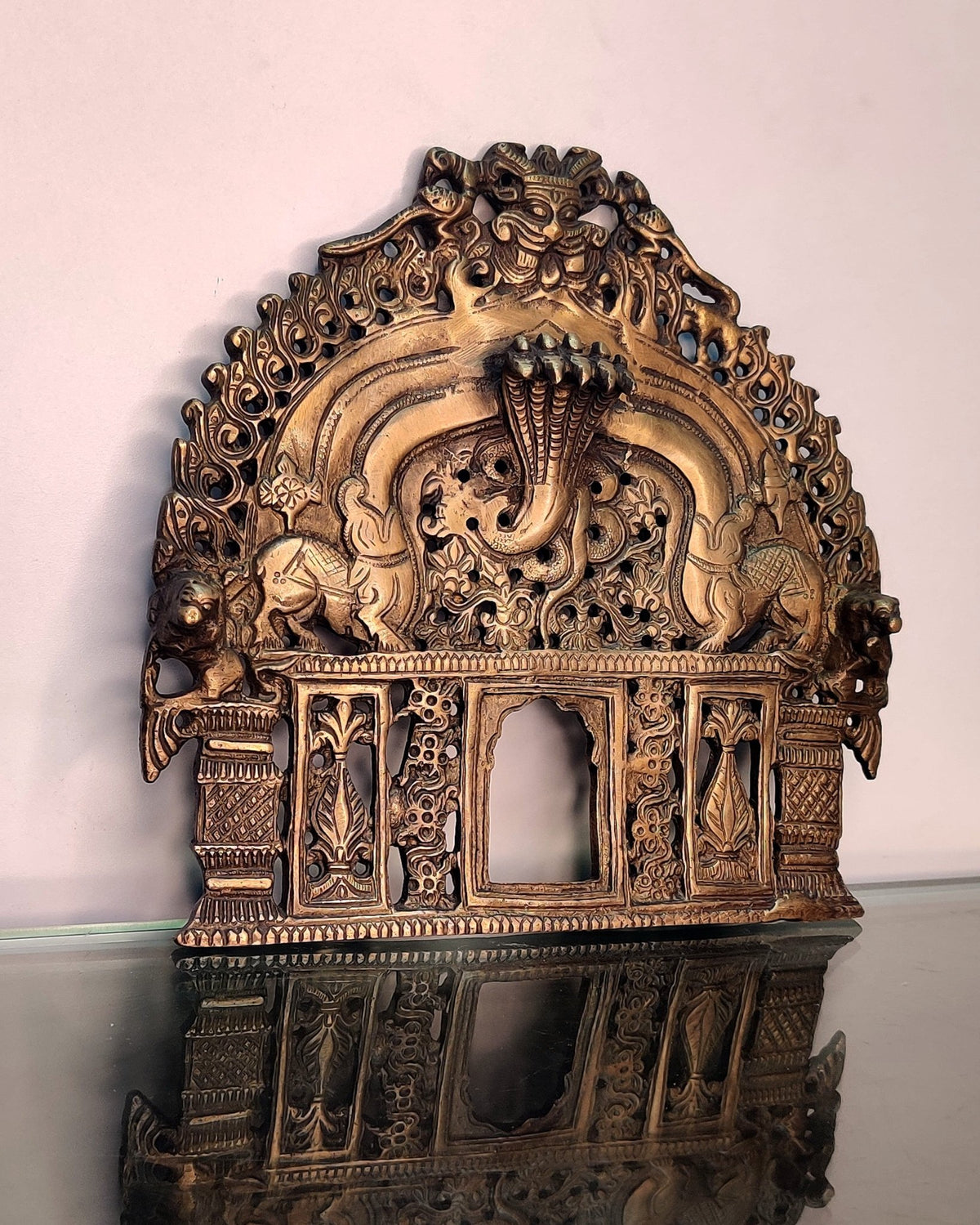 Brass Antique Handcrafted Prabhavali 8" x 8" - Budhshiv.com