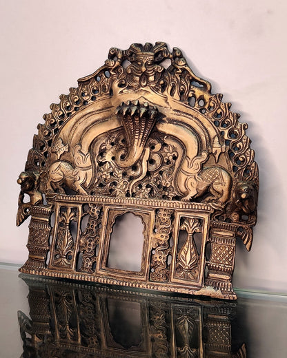 Brass Antique Handcrafted Prabhavali 8" x 8" - Budhshiv.com