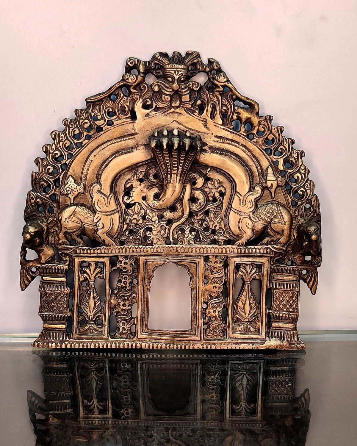 Brass Antique Handcrafted Prabhavali 8" x 8" - Budhshiv.com