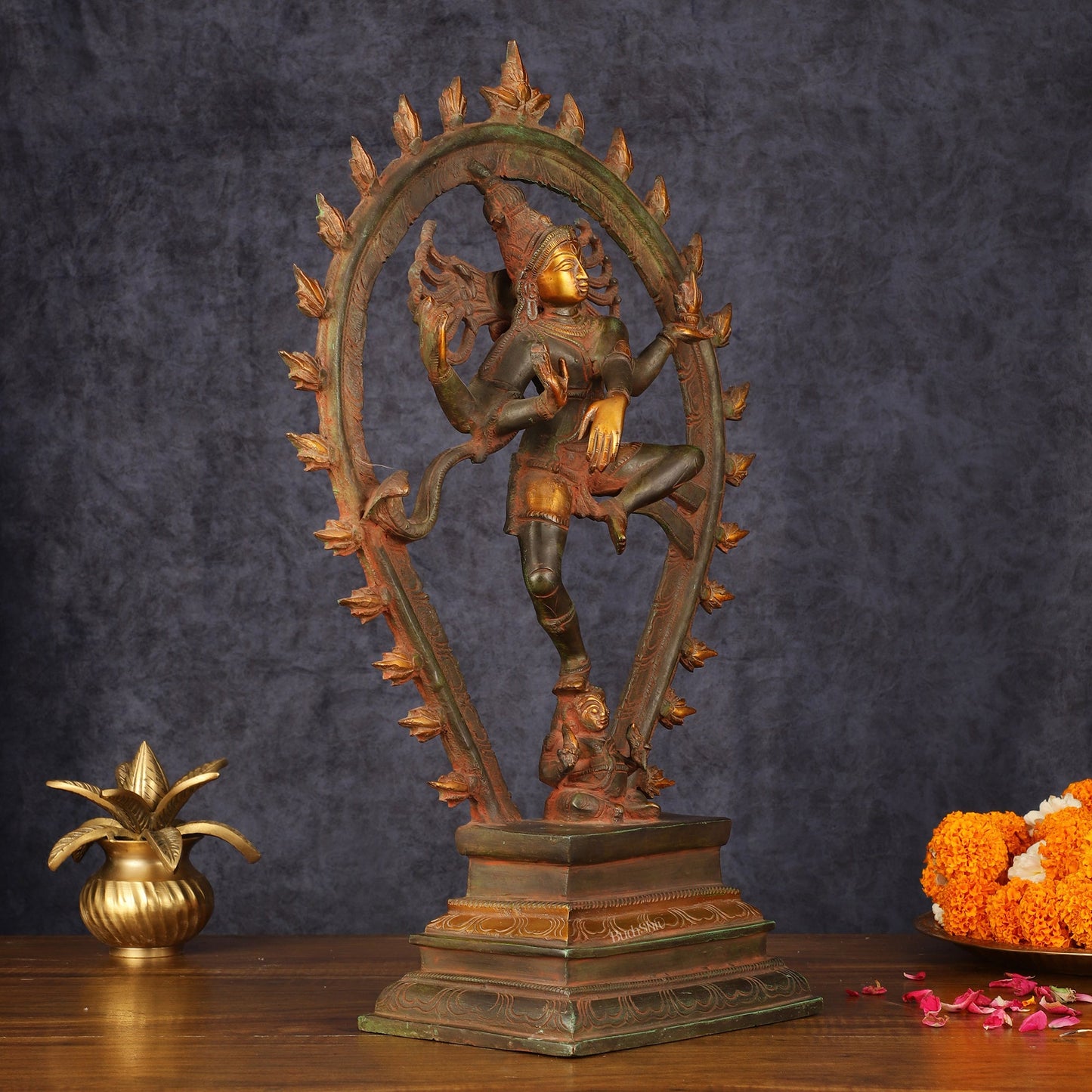Brass Antique Tone Nataraja Statue - Unique 18" Tall - Budhshiv.com
