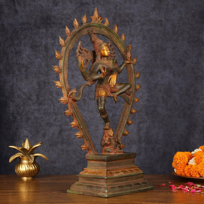 Brass Antique Tone Nataraja Statue - Unique 18" Tall - Budhshiv.com