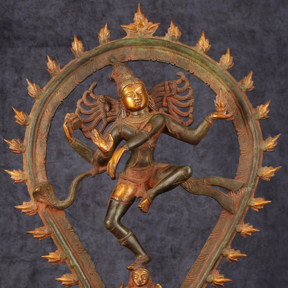 Brass Antique Tone Nataraja Statue - Unique 18" Tall - Budhshiv.com