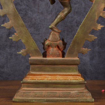 Brass Antique Tone Nataraja Statue - Unique 18" Tall - Budhshiv.com