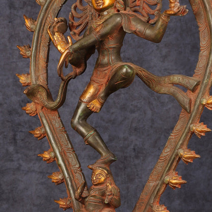 Brass Antique Tone Nataraja Statue - Unique 18" Tall - Budhshiv.com
