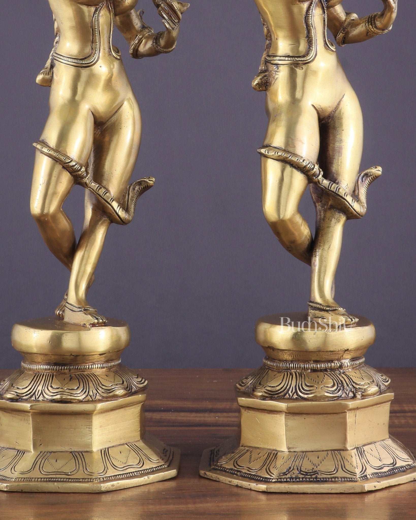 Brass Apsara Unique Sculpture – A Testament of Fertility (Pair) 16" - Budhshiv.com