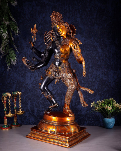 Brass ardhanarishvara Statue 24 inch Cosmic union - Budhshiv.com