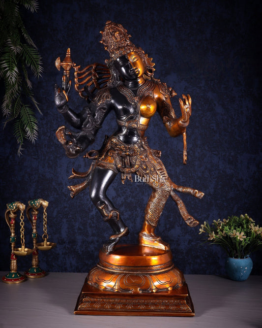 Brass ardhanarishvara Statue 24 inch Cosmic union - Budhshiv.com