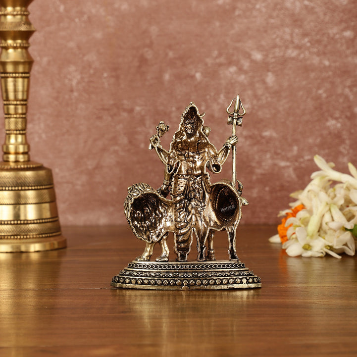 Brass Ardhanarishwara 2D Idol: Superfine Brass | 4.5" Tall - Budhshiv.com