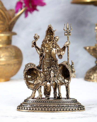 Brass Ardhanarishwara 2D Idol: Superfine Brass | 4.5" Tall - Budhshiv.com
