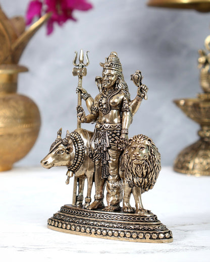 Brass Ardhanarishwara 2D Idol: Superfine Brass | 4.5" Tall - Budhshiv.com