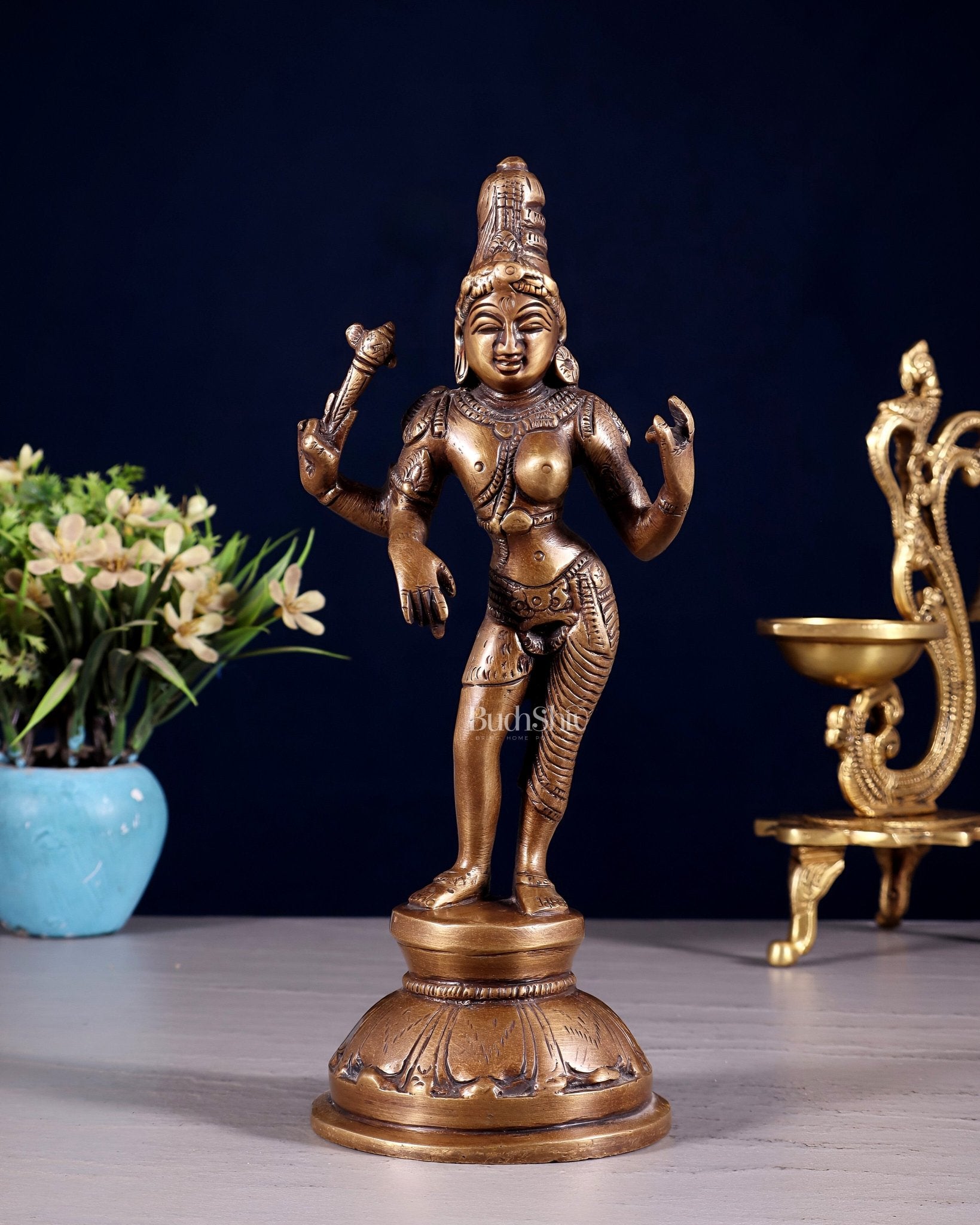 Brass Ardhanarishwara Idol 8.5" - Budhshiv.com