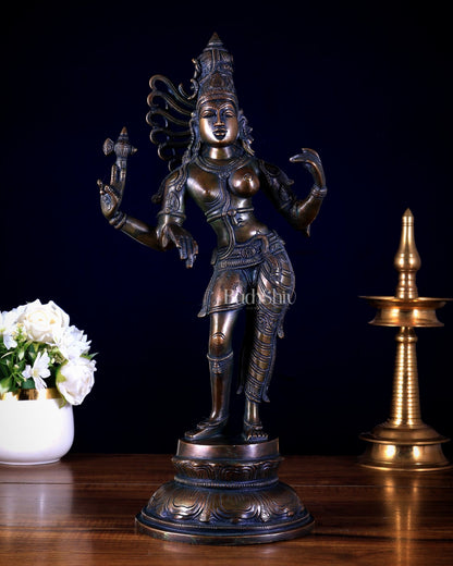 Brass Ardhanarishwara Sculpture – 16.5 inch bronze finish - Budhshiv.com