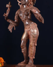 Brass Ardhanarishwara Sculpture – 16.5 inch sand patina finish - Budhshiv.com