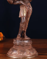 Brass Ardhanarishwara Sculpture – 16.5 inch sand patina finish - Budhshiv.com