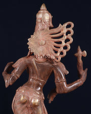 Brass Ardhanarishwara Sculpture – 16.5 inch sand patina finish - Budhshiv.com