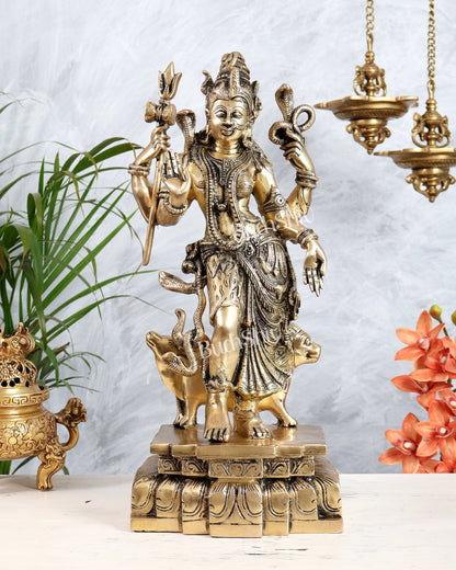 Brass Ardhanarishwara Shiv Parvati as one Statue - 19 Inch - Budhshiv.com