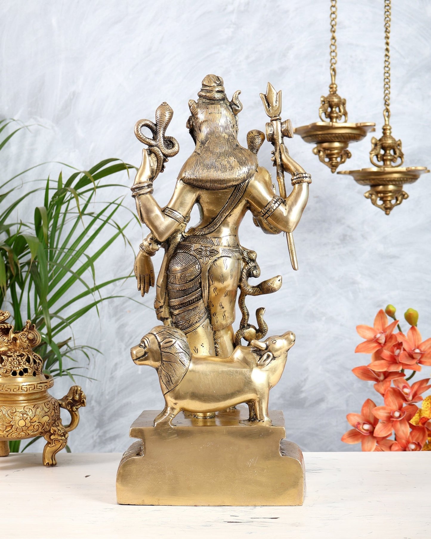 Brass Ardhanarishwara Shiv Parvati as one Statue - 19 Inch - Budhshiv.com