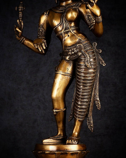 Brass Ardhanarishwara statue 23" - Budhshiv.com