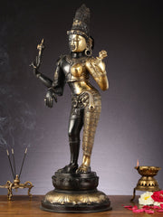 Brass Ardhanarishwara Statue - 27" - Budhshiv.com