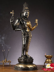 Brass Ardhanarishwara Statue - 27" - Budhshiv.com