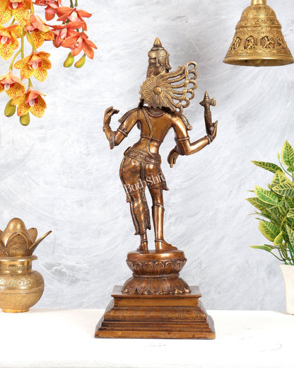 Brass Ardhanarishwara Statue – Burnt Brass Tone Divine Sculpture (19 Inches) - Budhshiv.com
