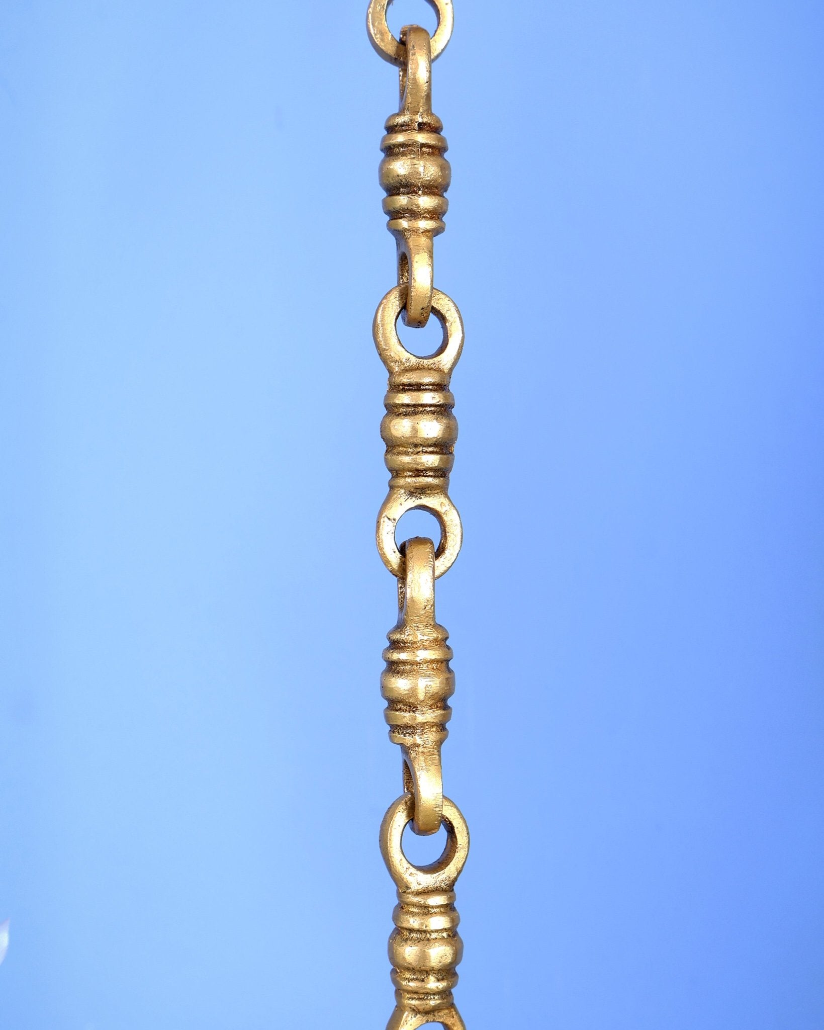 Brass Ashtalakshmi Hanging Bell with Chain – Auspicious Temple Ghanti (32.5 Inches) - Budhshiv.com