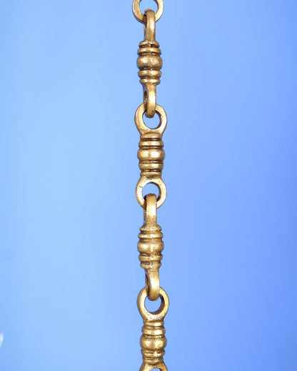 Brass Ashtalakshmi Hanging Bell with Chain – Auspicious Temple Ghanti (32.5 Inches) - Budhshiv.com