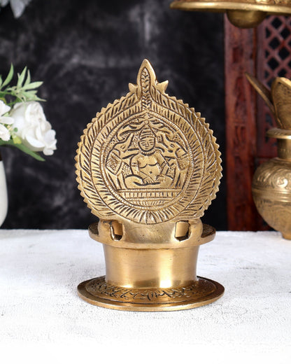 Brass Ashtalakshmi Kamatchi Vilakku Oil Lamp for Pooja 7 inch - Budhshiv.com