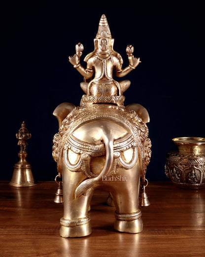 Brass Ashtalakshmi on Elephant – 15" - Budhshiv.com