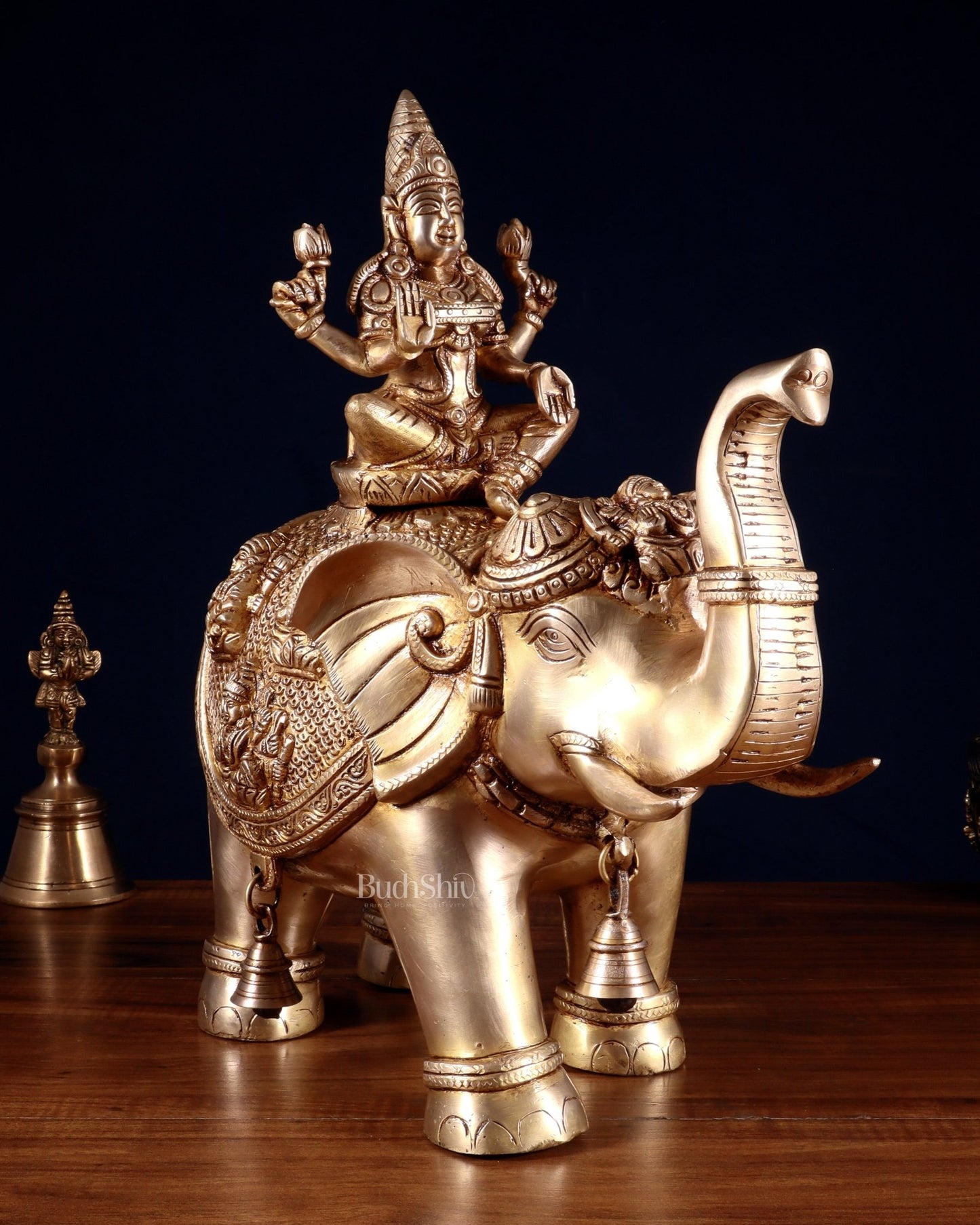 Brass Ashtalakshmi on Elephant – 15" - Budhshiv.com