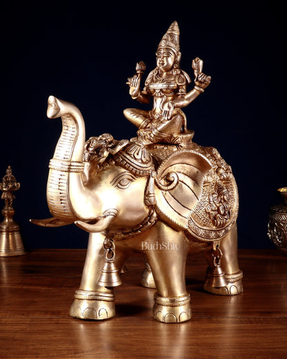 Brass Ashtalakshmi on Elephant – 15" - Budhshiv.com