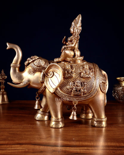 Brass Ashtalakshmi on Elephant – 15" - Budhshiv.com