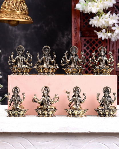 Brass Ashtalakshmi Set of 8 Idols – Superfine Quality Handcrafted Goddess Lakshmi Statues 3 inch - Budhshiv.com